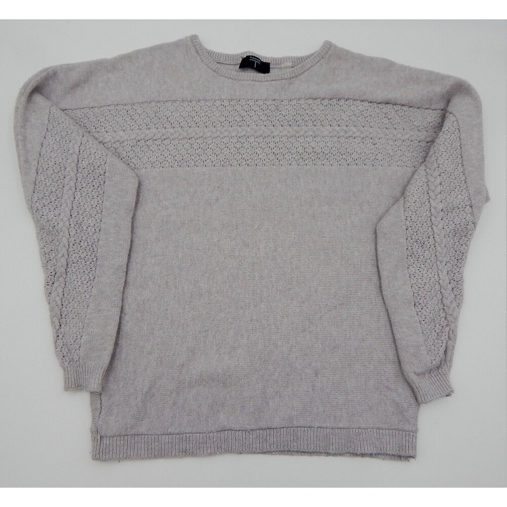 T Tahari Gray Knit Sweater Dolman Long Sleeve Ribbed Cuff And Hem Size Small